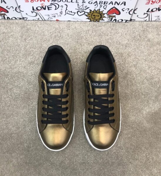 Giày D&G siêu cấp Gold Metallic Logo Portofino Sneakers GDG08