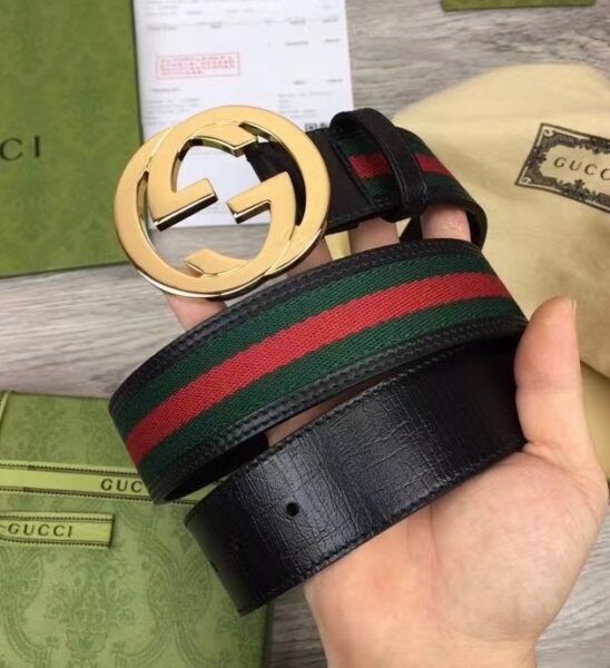 Thắt lưng Gucci siêu cấp Web Belt With G Buckle màu xanh Navy TLG05