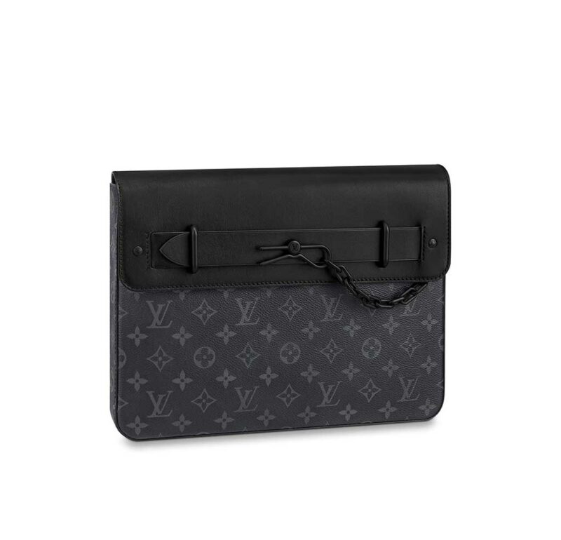 Clutch Louis Vuitton Pochette Steamer Monogram hoa đen Like Au CLV10
