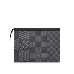 Clutch Louis Vuitton Pochette Voyage Damier Graphite caro đen CLV16