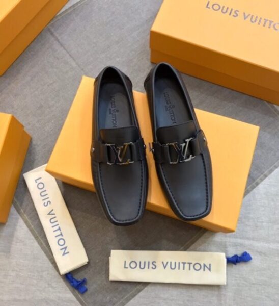 Giày lười Louis Vuitton siêu cấp Monte Carlo Car Shoe màu đen GLLV08