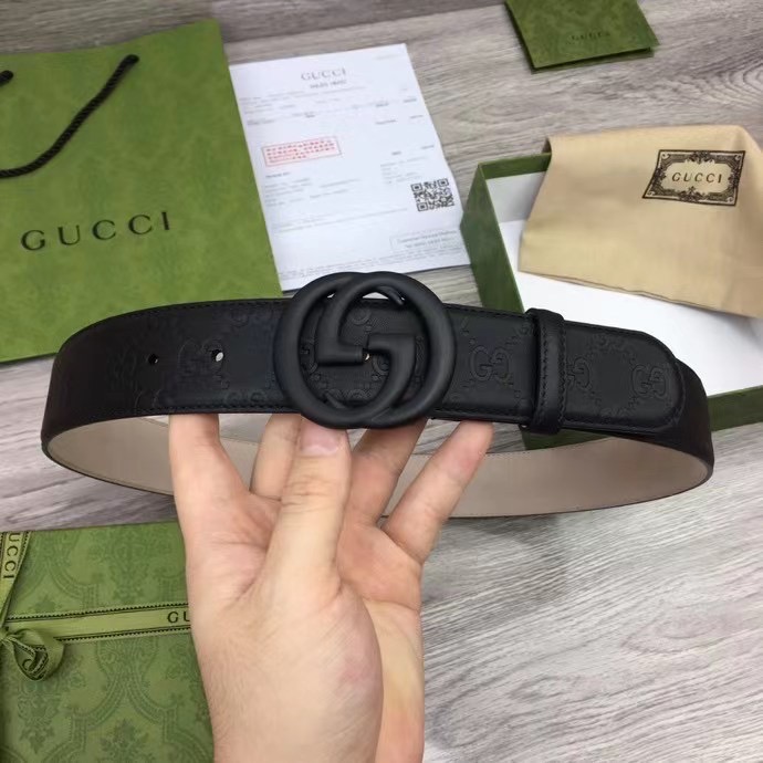 Thắt lưng Gucci họa tiết in Logo màu đen TLG16