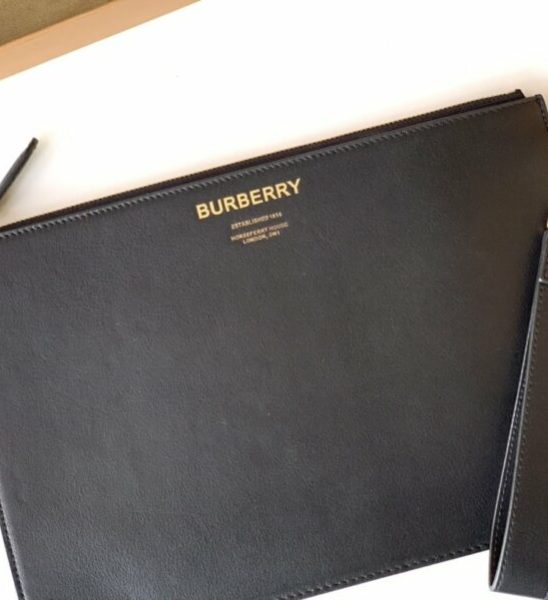 Clutch Burberry siêu cấp Horseferry Print Leather Zip Pouch màu đen