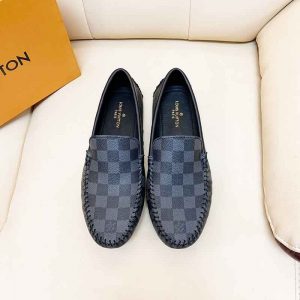 Giày lười Louis Vuitton siêu cấp họa tiết caro đen