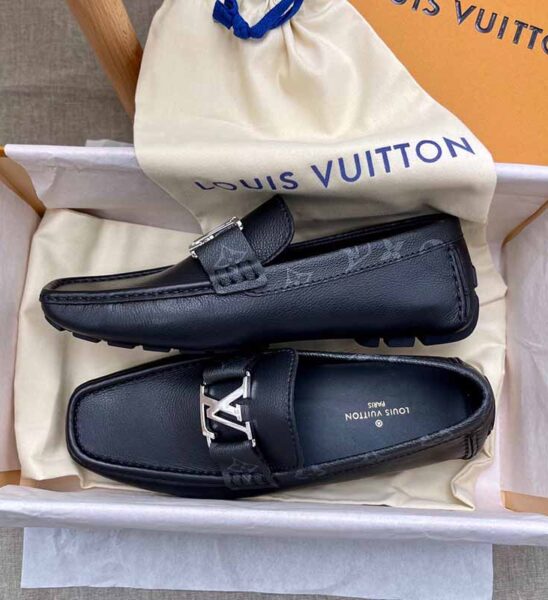 Giày lười Louis Vuitton Monte Carlo Mocassin tag hoa mũi vuông GLLV36