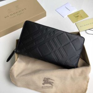 Ví nam Burberry siêu cấp cầm tay khóa kéo da dập ô vuông VNB06
