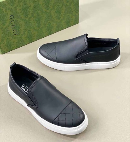Giày Slip On Gucci siêu cấp họa tiết đan chéo màu đen GLG14