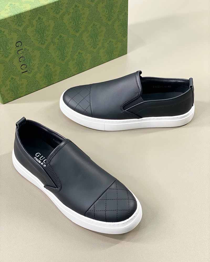 Giày Slip On Gucci siêu cấp họa tiết đan chéo màu đen GLG14