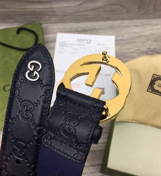 Thắt lưng Gucci siêu cấp black signature leather belt TLG18