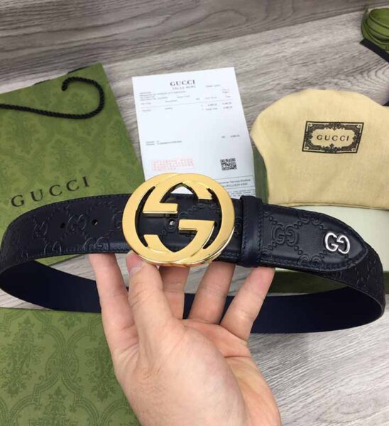 Thắt lưng Gucci siêu cấp black signature leather belt TLG18