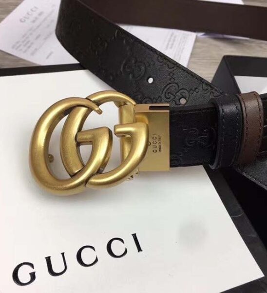 Thắt lưng Gucci siêu cấp họa tiết logo double G vàng TLG17