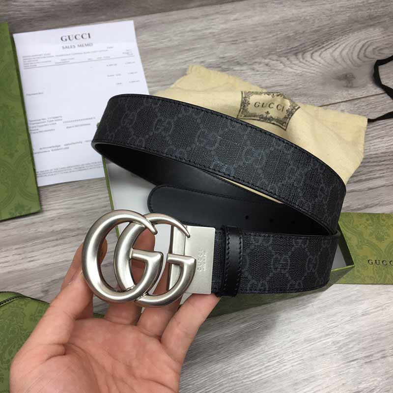 Thắt lưng Gucci Marmont Reversible belt in black GG supreme khóa trắng  TLG21 siêu cấp like auth 99% - DUONG STORE ™