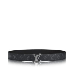 Thắt lưng Louis Vuitton siêu cấp họa tiết hoa đen khóa trắng TLV33