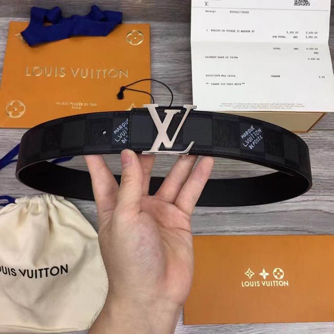Thắt lưng Louis Vuitton like au họa tiết caro chữ TLV27