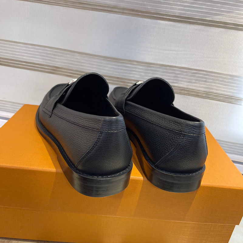 Giày lười Louis Vuitton Loafer Major like au da nhăn màu đen GLLV48