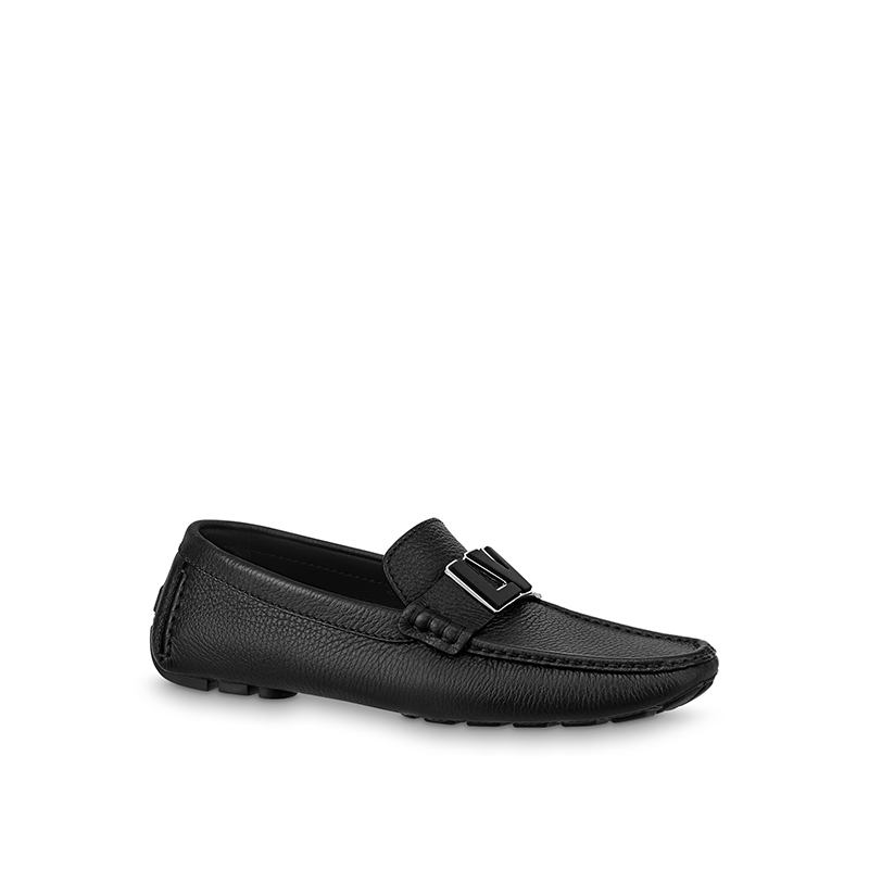 Giày lười Louis Vuitton like au họa tiết chữ logo đen